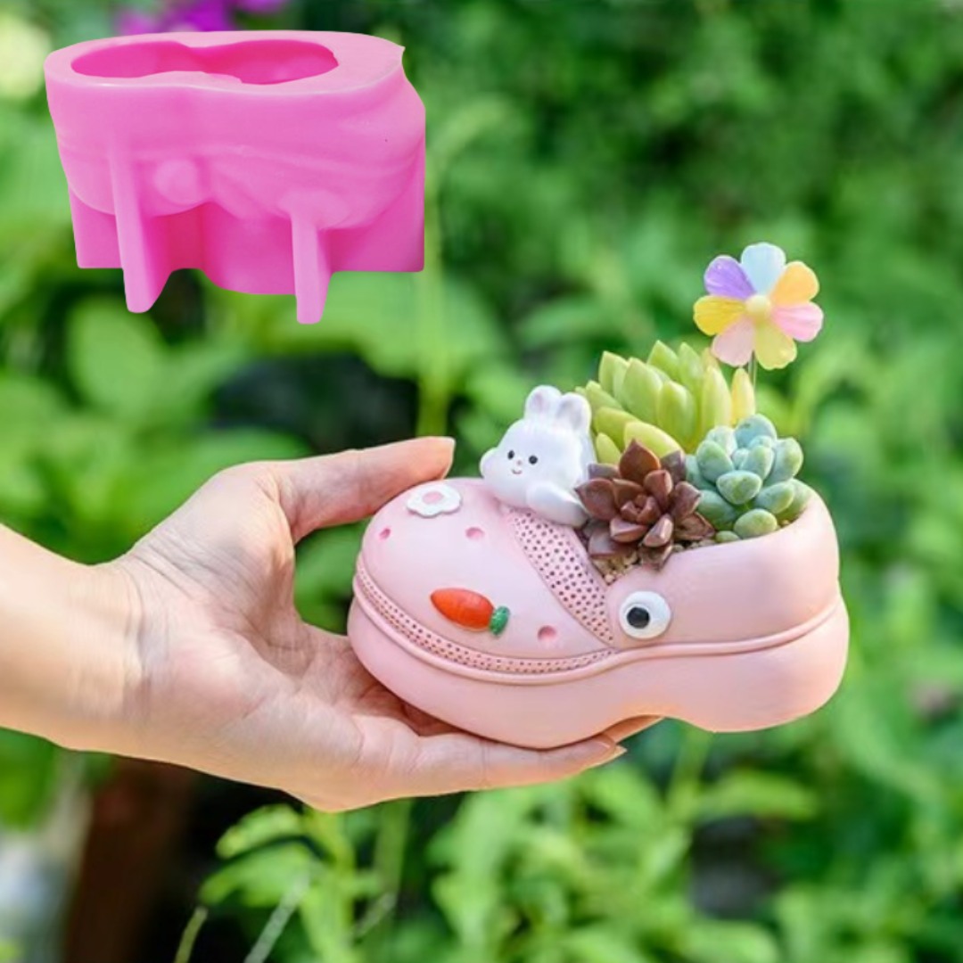 Potsticker Mold - 多肉植物、植木鉢、樹脂シリコンモールド、穴靴、サンダル、収納ボックス、ペンホルダー、コンクリート石膏型用の3D動物スリッパ