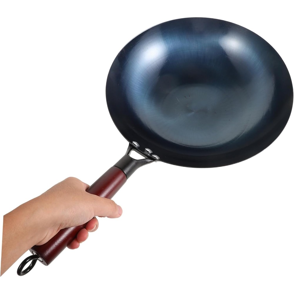 Cast Iron Corn - 鉄製中華鍋 鉄鍋 家庭用フライパン 伝統的な手鍛造 コーティングなし 木製ハンドル