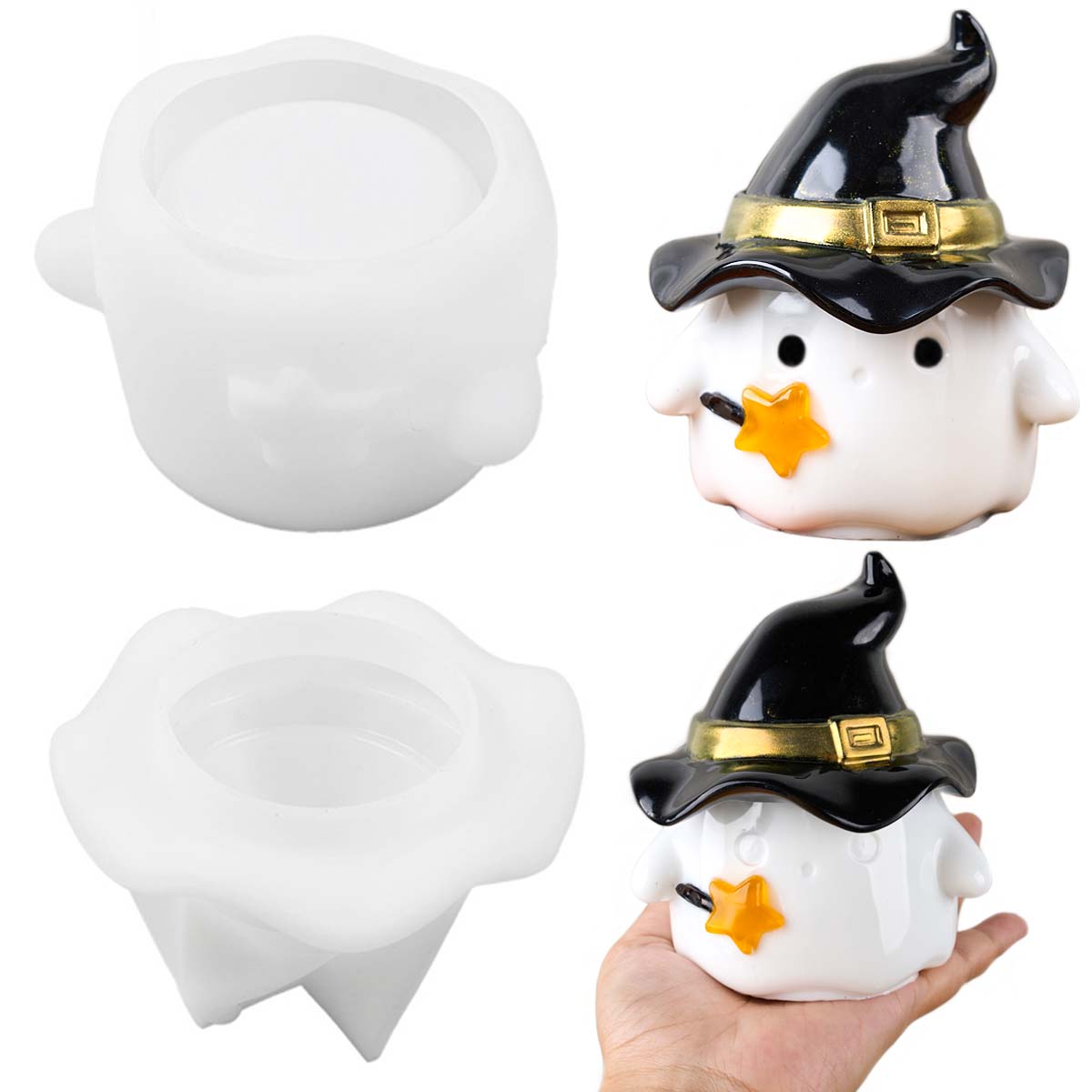 Potsticker Mold - 帽子ゴーストキャンドルジャーシリコーン型 DIY ハロウィン植木鉢石膏樹脂ジュエリー収納ボックスクラフト鋳造金型家の装飾