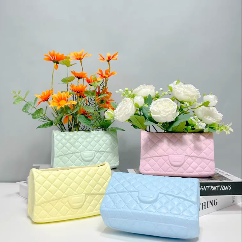 Potsticker Mold - DIY用の豪華なシリコンハンドハンドバッグ,花の花瓶,コンクリートの金の手すり,女性用バッグ,石膏型,植木鉢,セメント型,家庭用工芸品