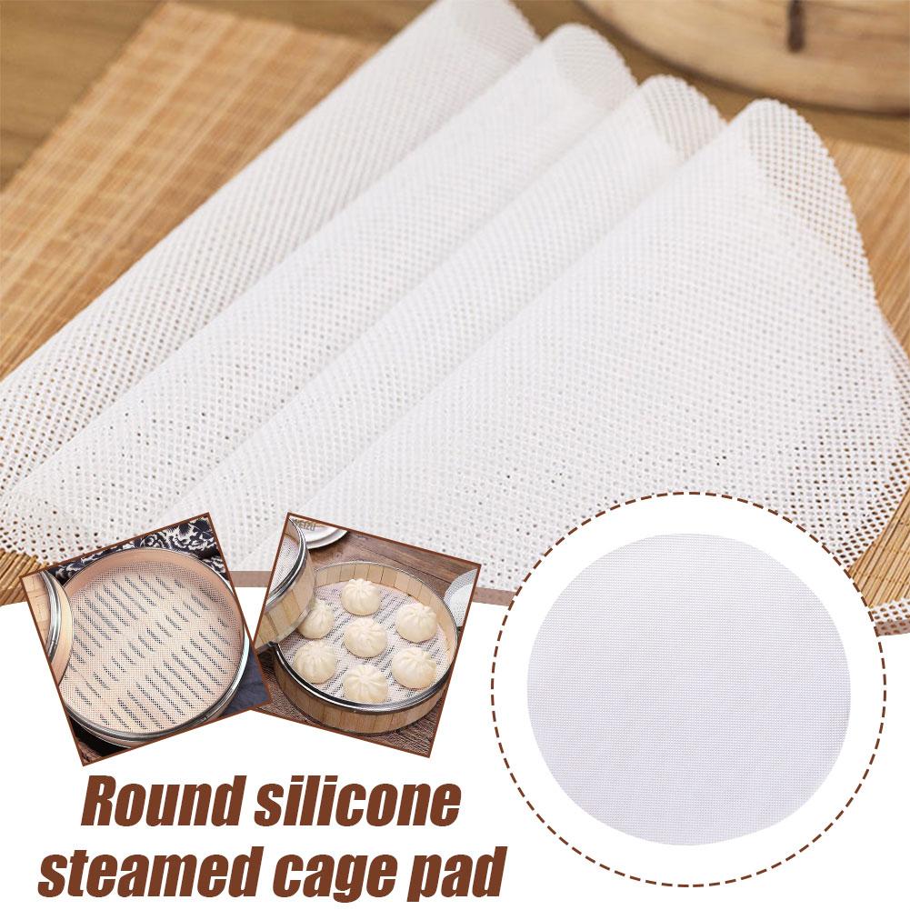 Bao Steamer Bamboo - シリコン竹蒸し器ライナー、ノンスティック再利用可能なメッシュマット、餃子、パン、点心、野菜、魚用、食品グレード、BPAフリー