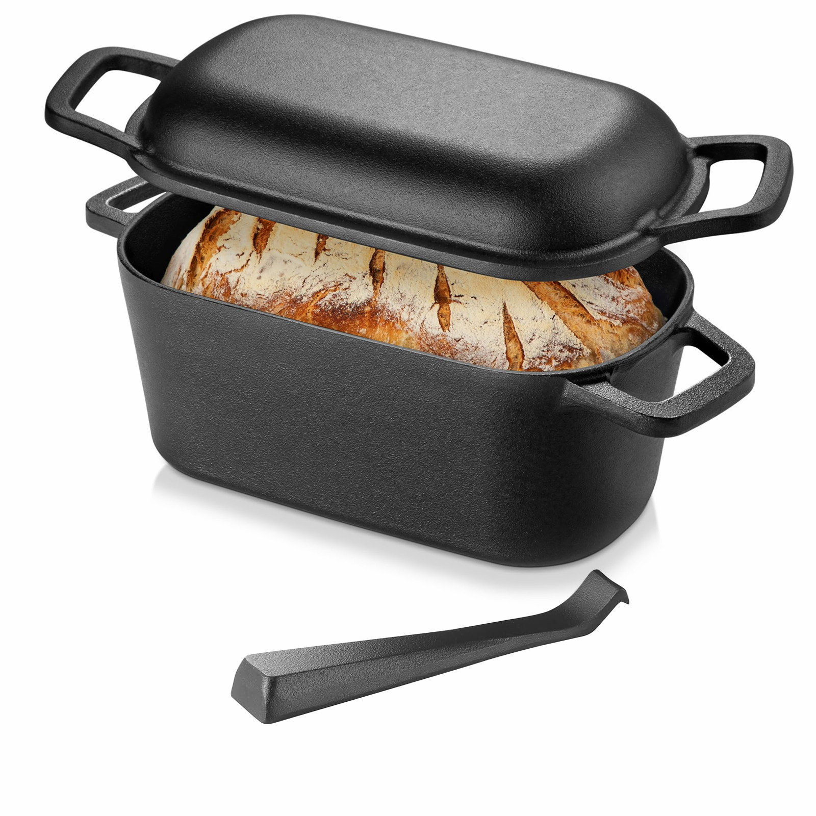 Cast Iron Corn - ダッチオーブン パン焼き用 サワードウパン型 2in1 鋳鉄製オーバルダッチオーブン＆スキレット 3.6クォート