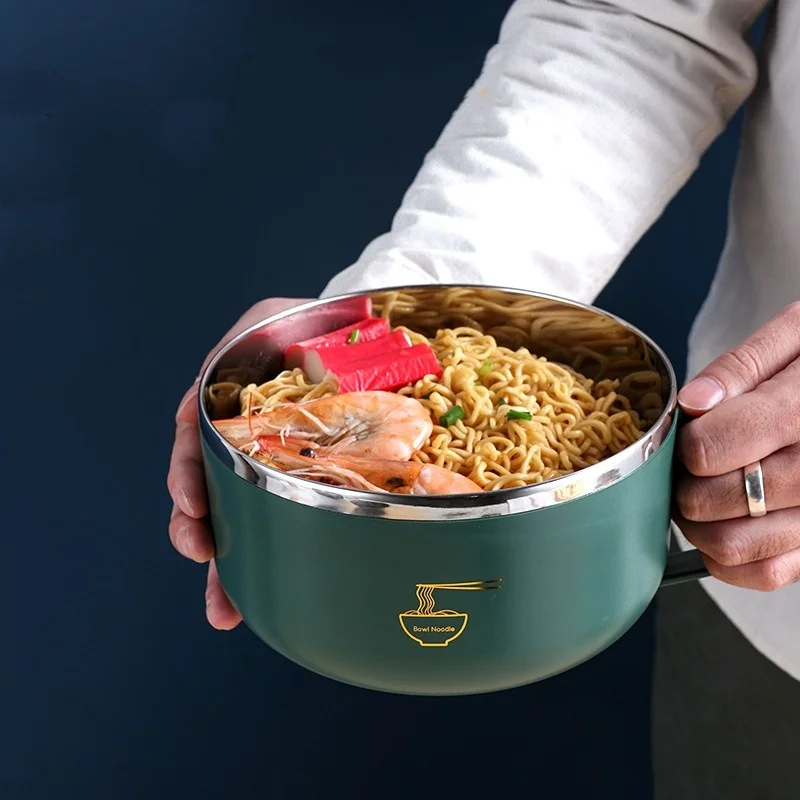 Dim Sum Basket - ラーメンボウル 304 ステンレス鋼製麺ボウル 蓋付き 耐熱インスタントラーメンボウル クッカー食器