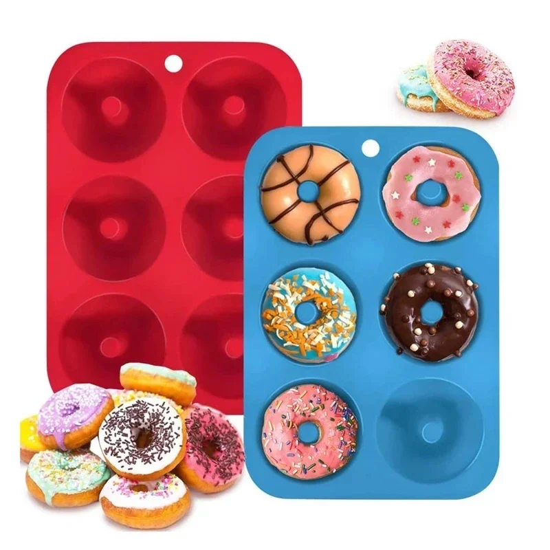 Donut Mold Silicone - 1/2 個シリコーンマフィンドーナツ型 6 穴ベーキングモールドノンスティックベーキングペストリーチョコレートケーキデザート DIY 耐熱皿