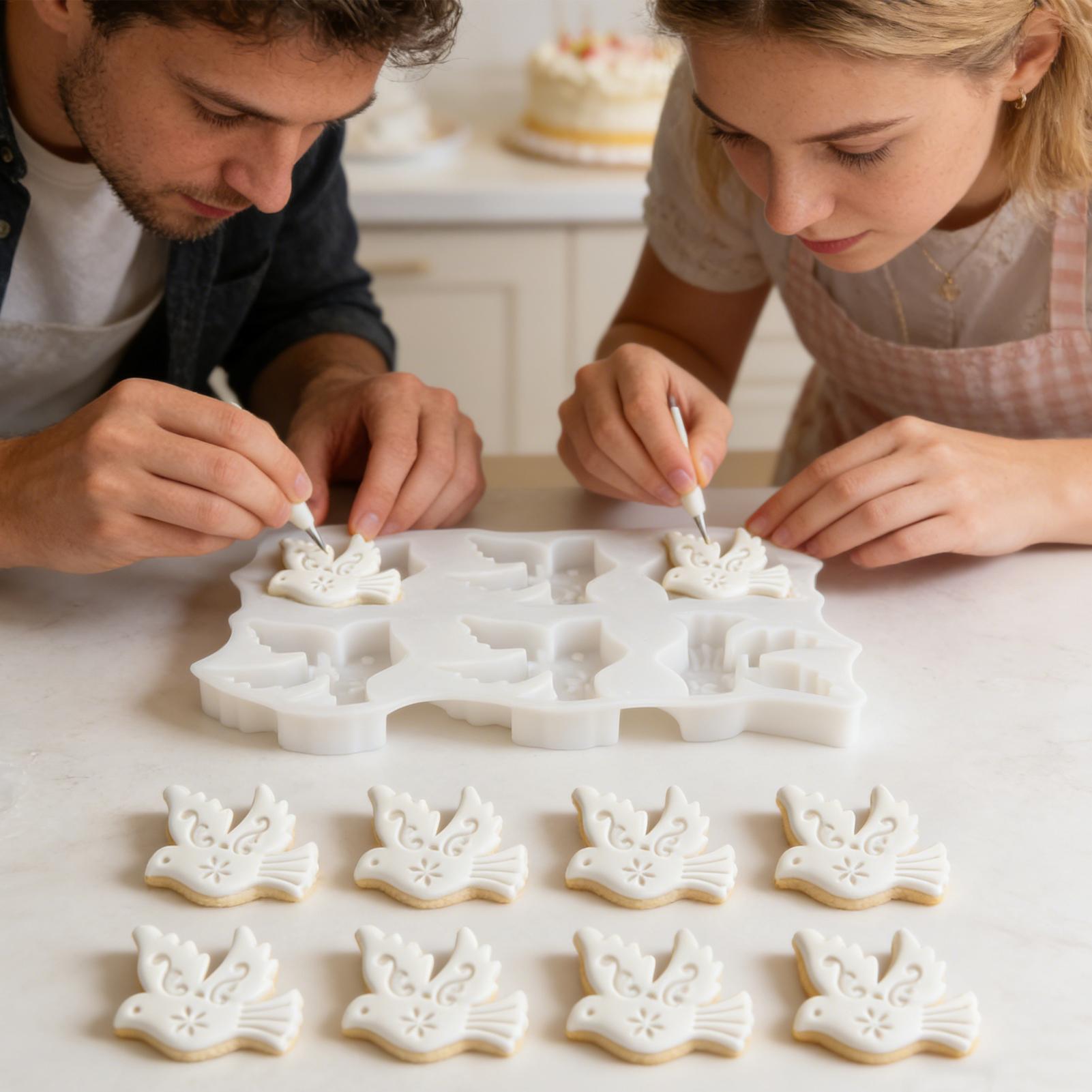 Potsticker Mold - 鳥の形のシリコンモールド 6 キャビティ ノンスティック アートプロジェクトツール ハト鳥鋳造モールド