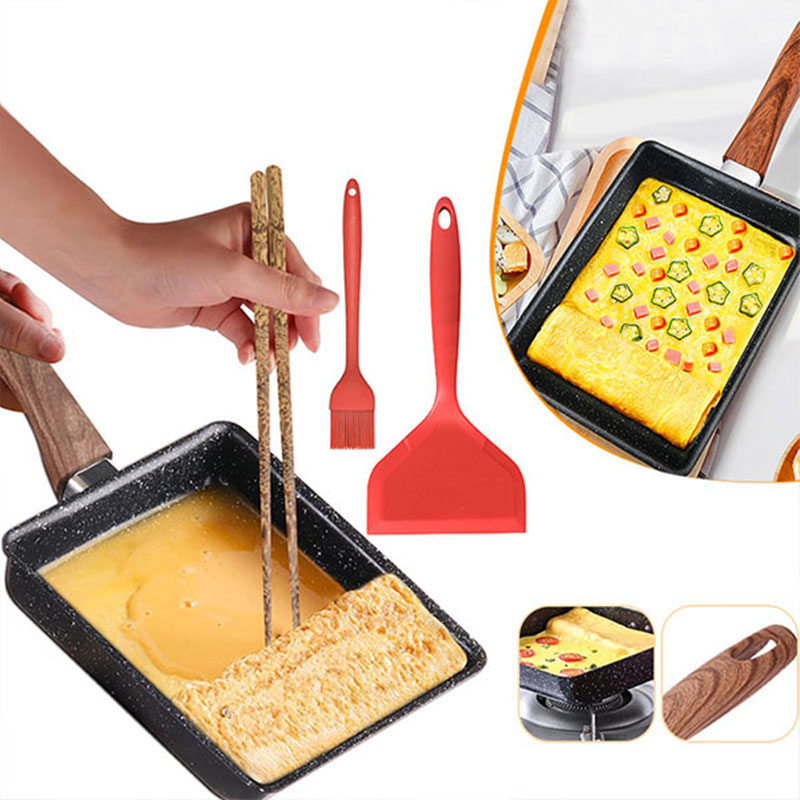 Cast Iron Corn - 卵焼き日本オムレツパンテフロン加工卵パンスキレット長方形卵パン小さな卵フライパン調理ツール付き
