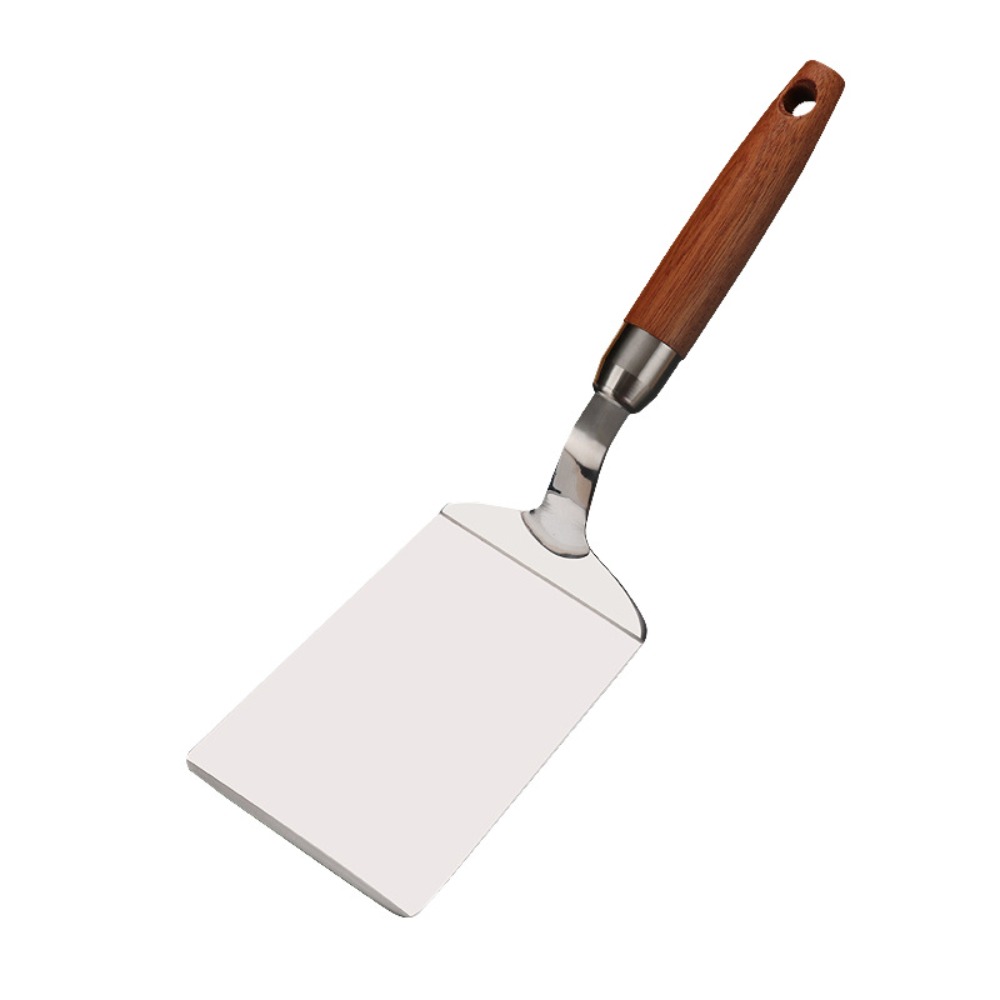 Okonomiyaki Spatula - ステンレス鋼のスパチュラ、木製ハンドル付き、ステーキグリドルスパチュラ、卵、バーベキュー、魚、ケーキ、バーガーの反転や提供用、キッチン用品