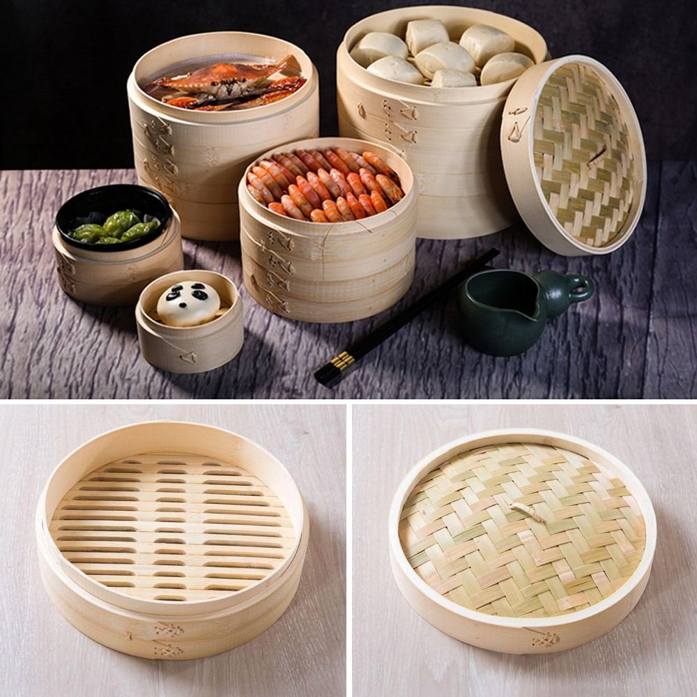 Bao Steamer Bamboo - 中華蒸し器 竹蒸し器 点心料理用 蒸しパン 餃子蒸し器 野菜スナック用