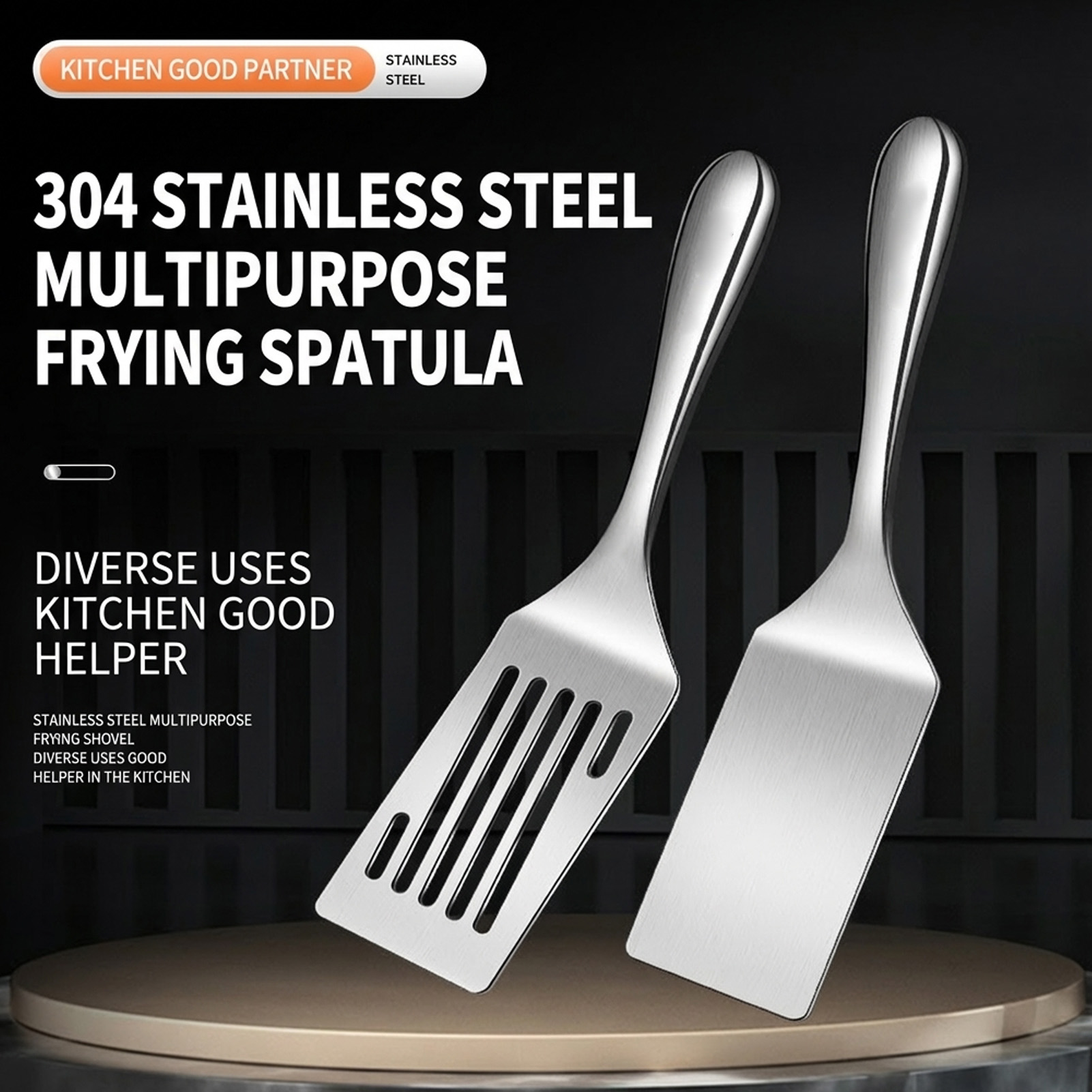Okonomiyaki Spatula - ステンレス鋼のスパチュラ、短い柄の平型ターナー、耐久性があり、簡単に反転できる調理用シャベル、鉄板焼き、ステーキ、パンケーキの調理に適しています。