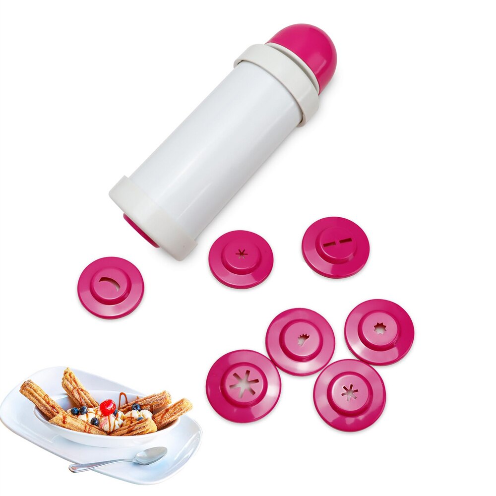 Churros Maker Gun - プラスチック製チュロス製造キット,チュロスガンマシン,8形状ディスク