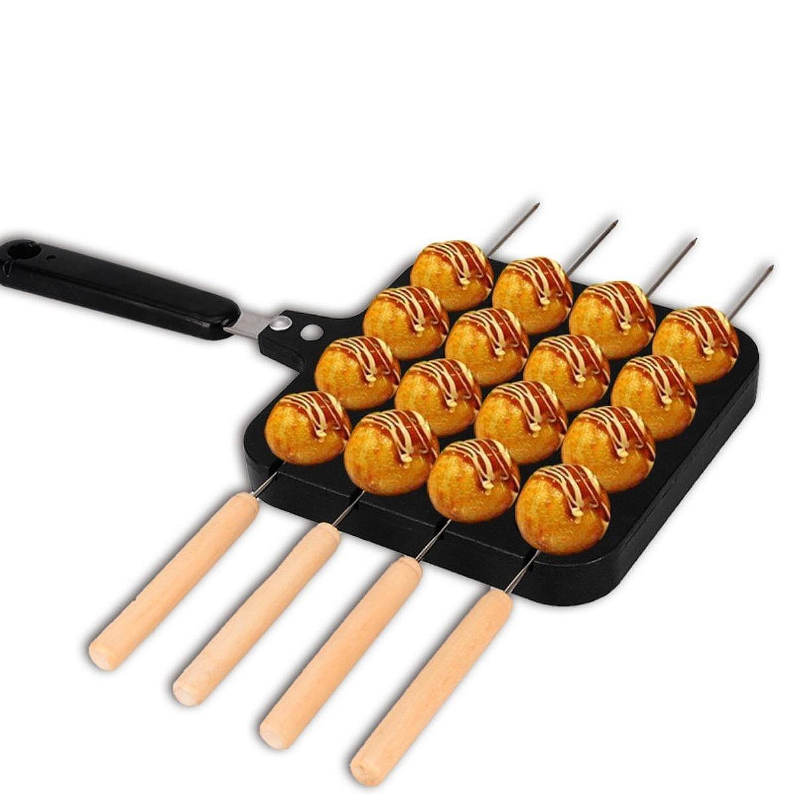 Takoyaki Grill Plate - たこ焼きグリルパン グリルプレート ケーキグリルパン フォーク付き ノンスティック たこ焼きメーカー