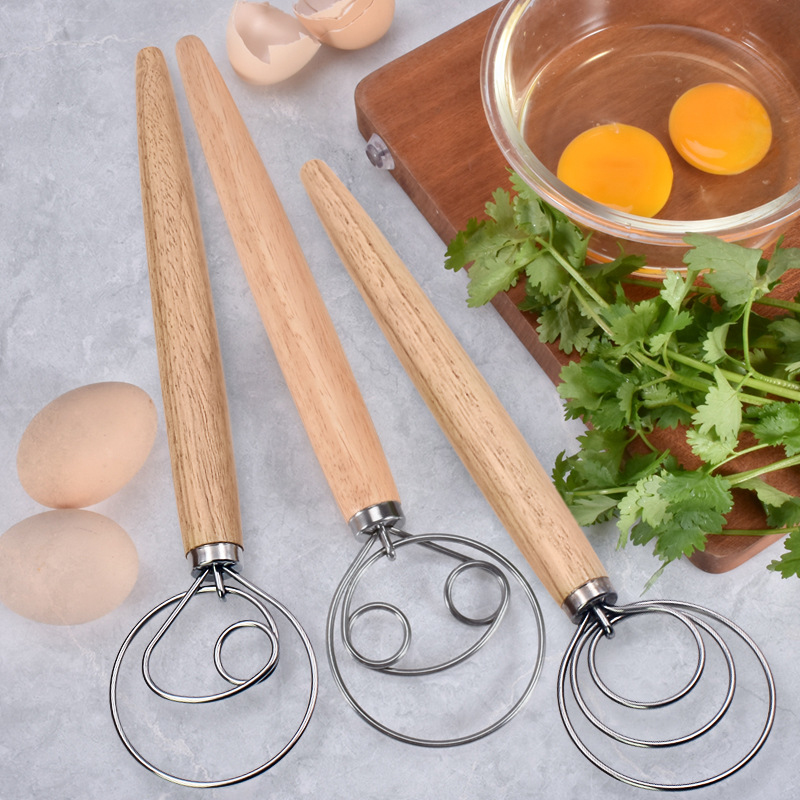Danish Pancake Pan - オークハンドル付きdanishペストリーコイルミキサー、家庭用手動小麦粉ミキシング、ベーキングツール、13インチ