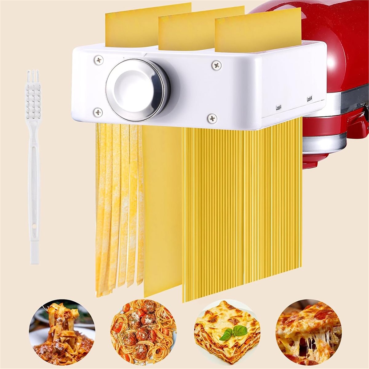 Kitchenaid Mixer Hand Mixer - ABSF 3-in-1 パスタメーカーアタッチメント キッチンエイドスタンドミキサー用、ローラー、スパゲッティカッター、フェットチーネカッターが含まれます