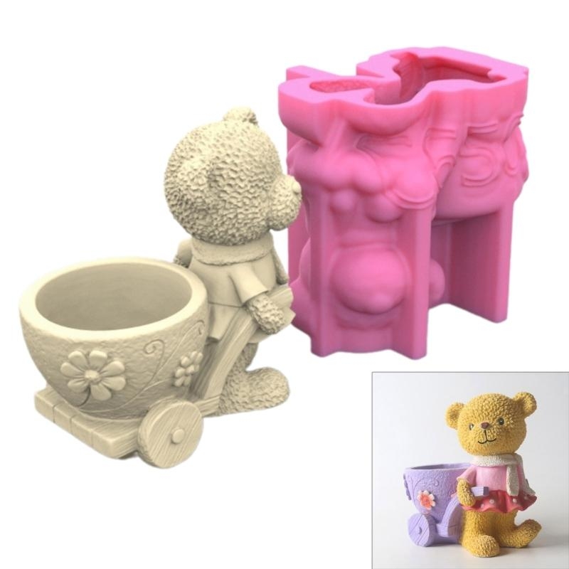 Potsticker Mold - 3D DIY 植木鉢金型シリコーンコンクリート金型クマ花瓶金型ガーデンホーム