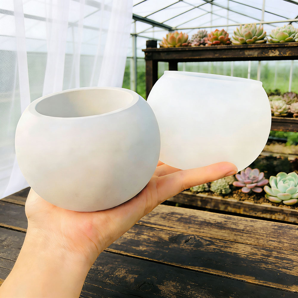 Potsticker Mold - 球形植木鉢シリコンモールド DIY キャンドルカップ収納ボックス石膏エポキシ樹脂容器プランターコンクリート鋳造金型 Jesmonite