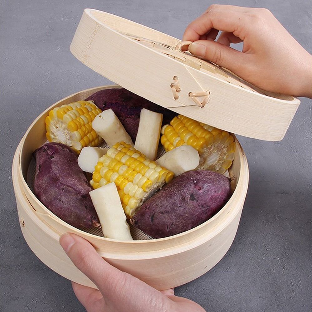 中国蒸し器 竹製蒸し器 蓋付き 肉まん、餃子、点心、野菜、軽 - Bao Steamer Bamboo のレビューと価格