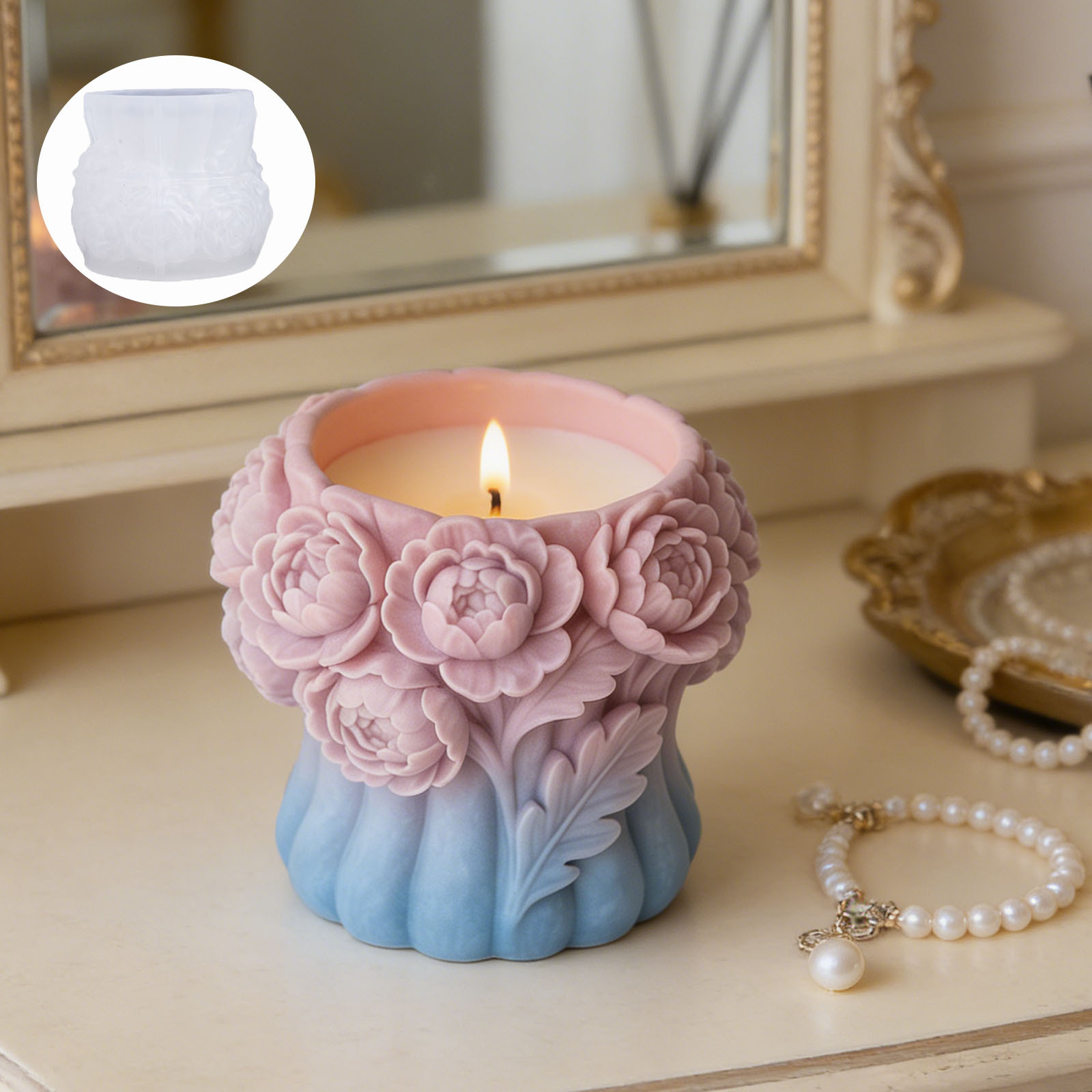 3D ローズフラワー花瓶シリコンモールド DIY ペンホルダ - Potsticker Mold のレビューと価格