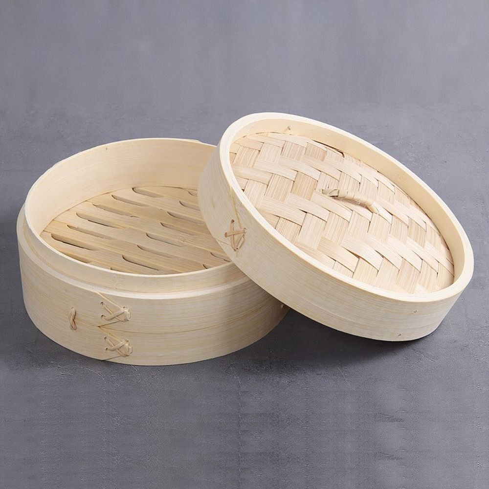 中国蒸し器 竹蒸し器 蓋付き蒸し器 蒸しかご 肉まん、野菜、 - Bao Steamer Bamboo のレビューと価格
