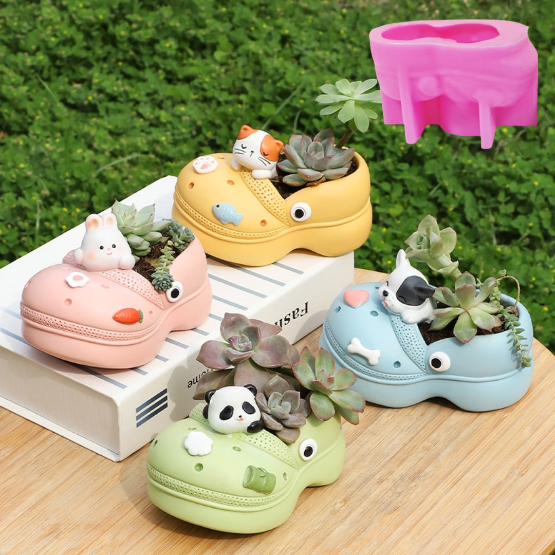 多肉植物、植木鉢、樹脂シリコンモールド、穴靴、サンダル、収納 - Potsticker Mold のレビューと価格