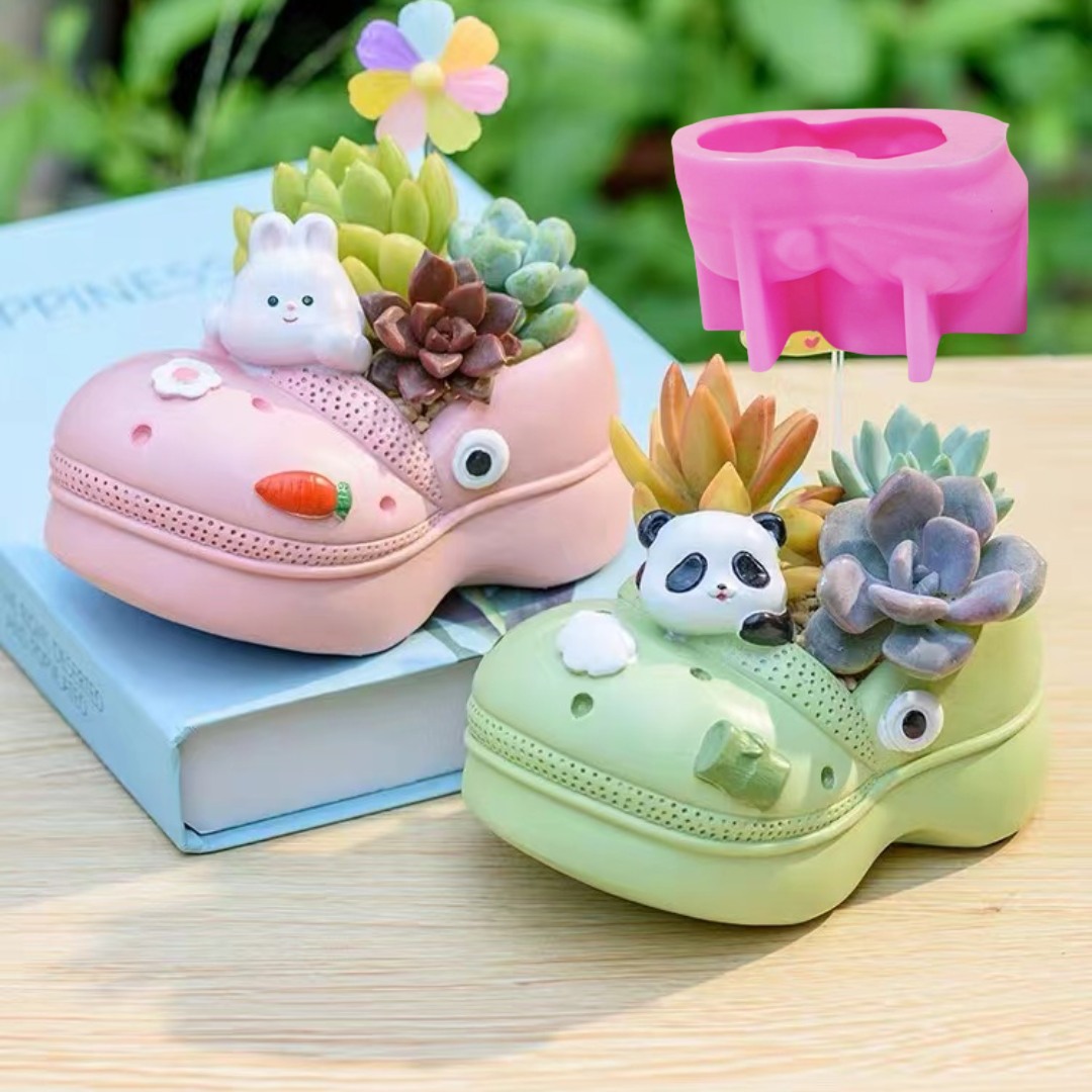 多肉植物、植木鉢、樹脂シリコンモールド、穴靴、サンダル、収納 - Potsticker Mold のレビューと価格