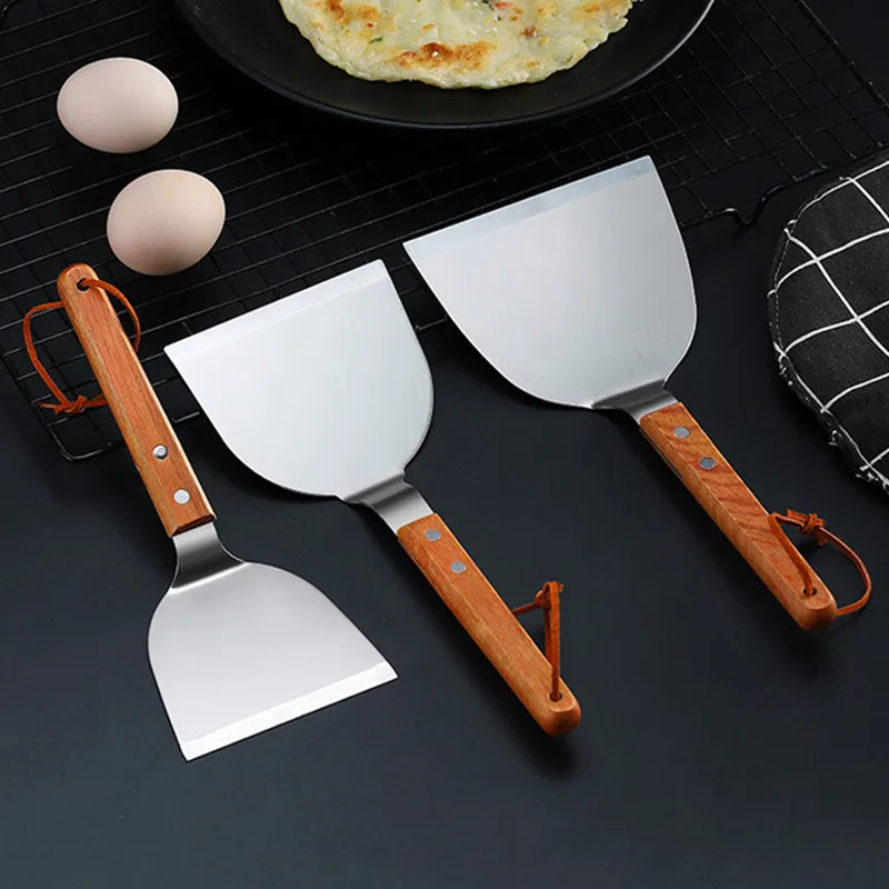 鉄板焼き用ステンレス製木製ハンドル,滑り止めフライパン,魚の - Okonomiyaki Spatula のレビューと価格