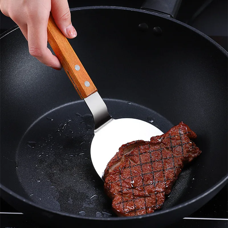 鉄板焼き用ステンレス製木製ハンドル,滑り止めフライパン,魚の - Okonomiyaki Spatula のレビューと価格