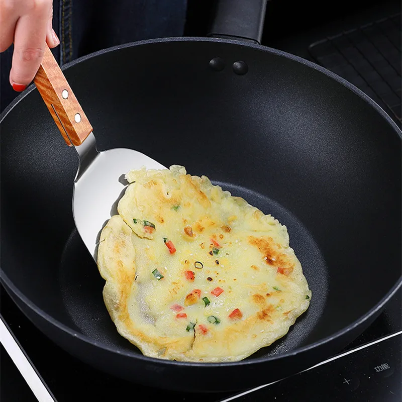 鉄板焼き用ステンレス製木製ハンドル,滑り止めフライパン,魚の - Okonomiyaki Spatula のレビューと価格