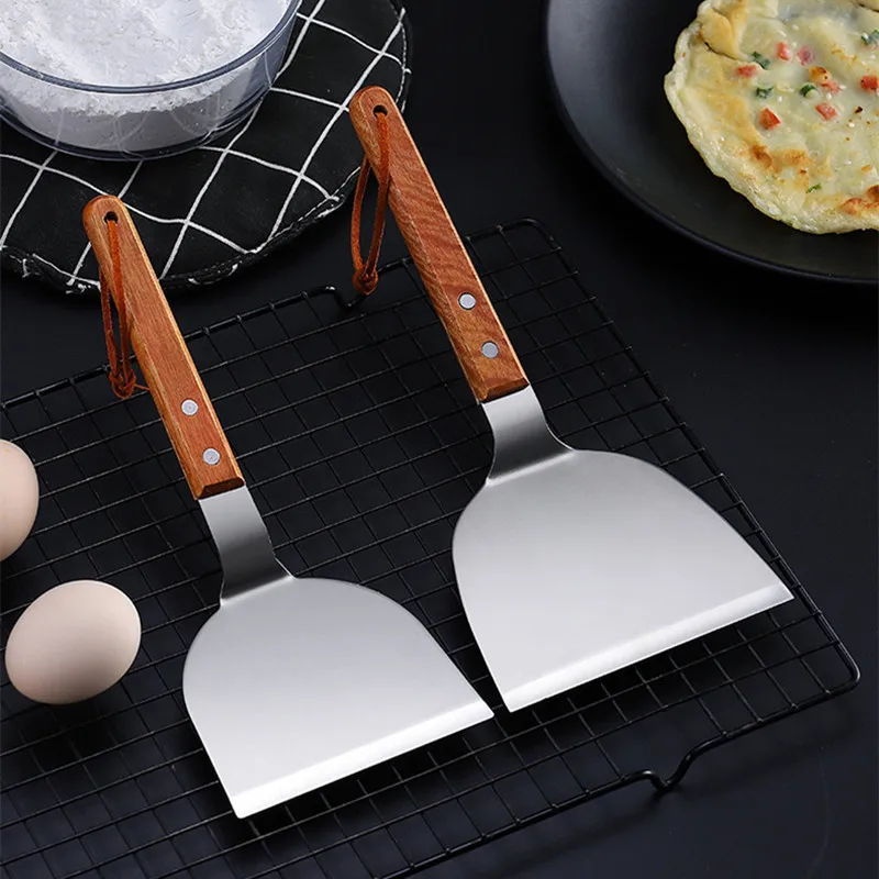鉄板焼き用ステンレス製木製ハンドル,滑り止めフライパン,魚の - Okonomiyaki Spatula のレビューと価格