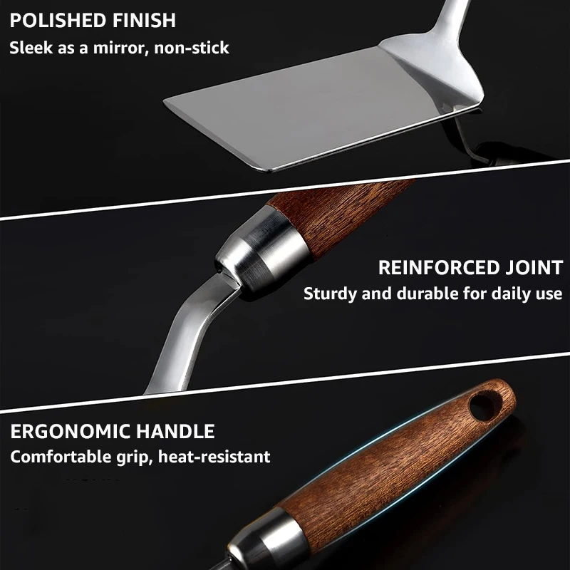 木製ハンドル付きステンレススチール製スパチュラ、ノンスティッ - Okonomiyaki Spatula のレビューと価格
