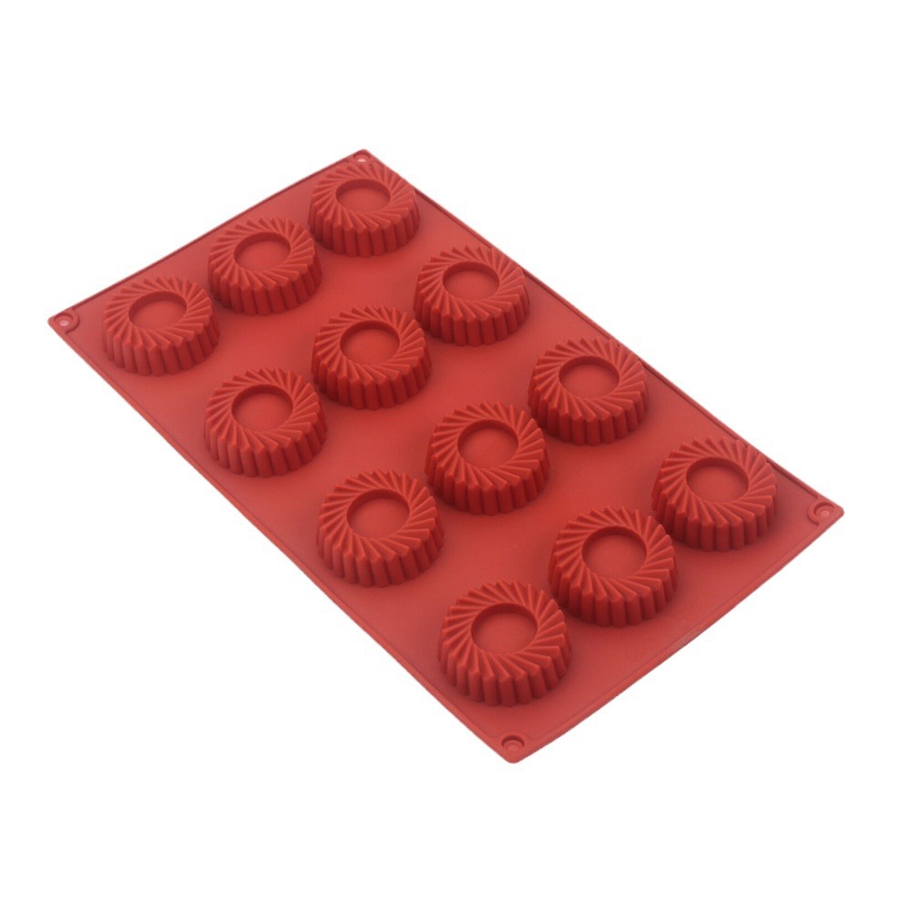 12穴円形渦巻き型シリコンケーキ型 DIY ムースデザートベ - Donut Mold Silicone のレビューと価格