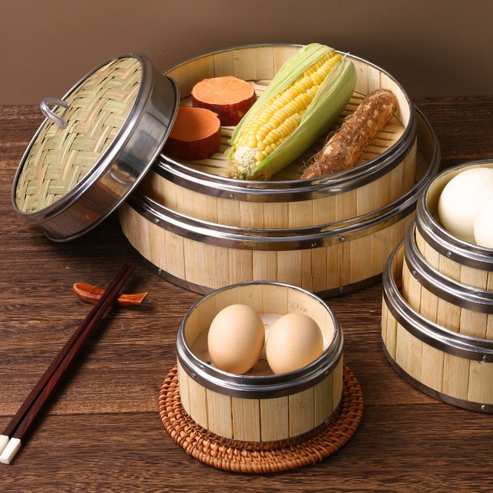 点心用蒸し籠 竹蓋付き蒸し器 キッチン用品 中華蒸し器 竹蒸 - Bao Steamer Bamboo のレビューと価格