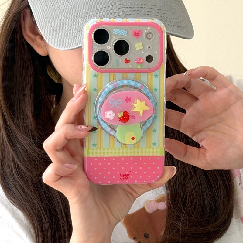 韓国風スターストライプキュートマグネット式iPhoneケース - Taco Stand Holder のレビューと価格