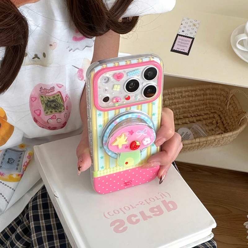 韓国風スターストライプキュートマグネット式iPhoneケース - Taco Stand Holder のレビューと価格