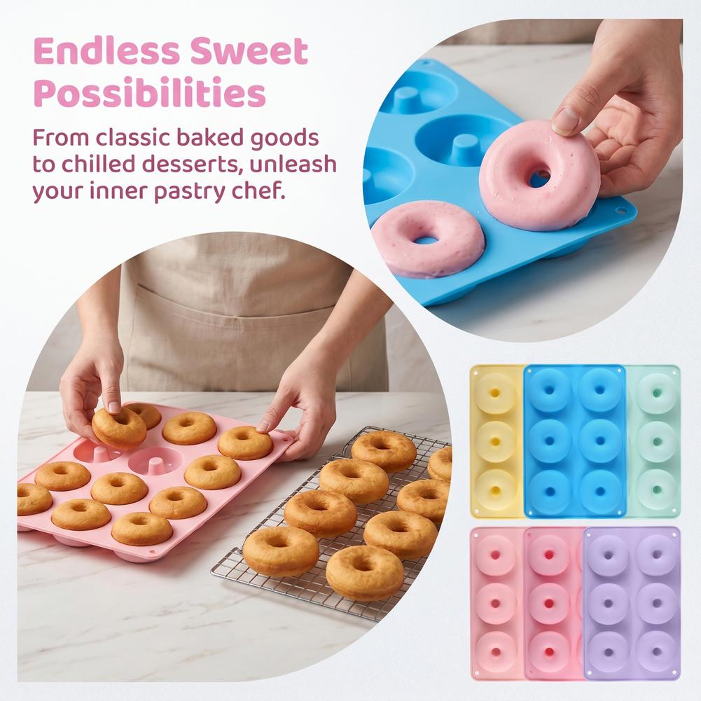 1PC シリコーンドーナツ型ベーキング用品ケーキチョコレート - Donut Mold Silicone のレビューと価格