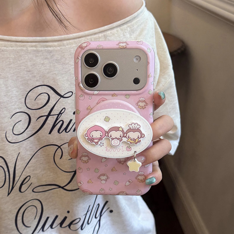 可愛い漫画風猿のマグネット式iPhoneケース iPhone - Taco Stand Holder のレビューと価格