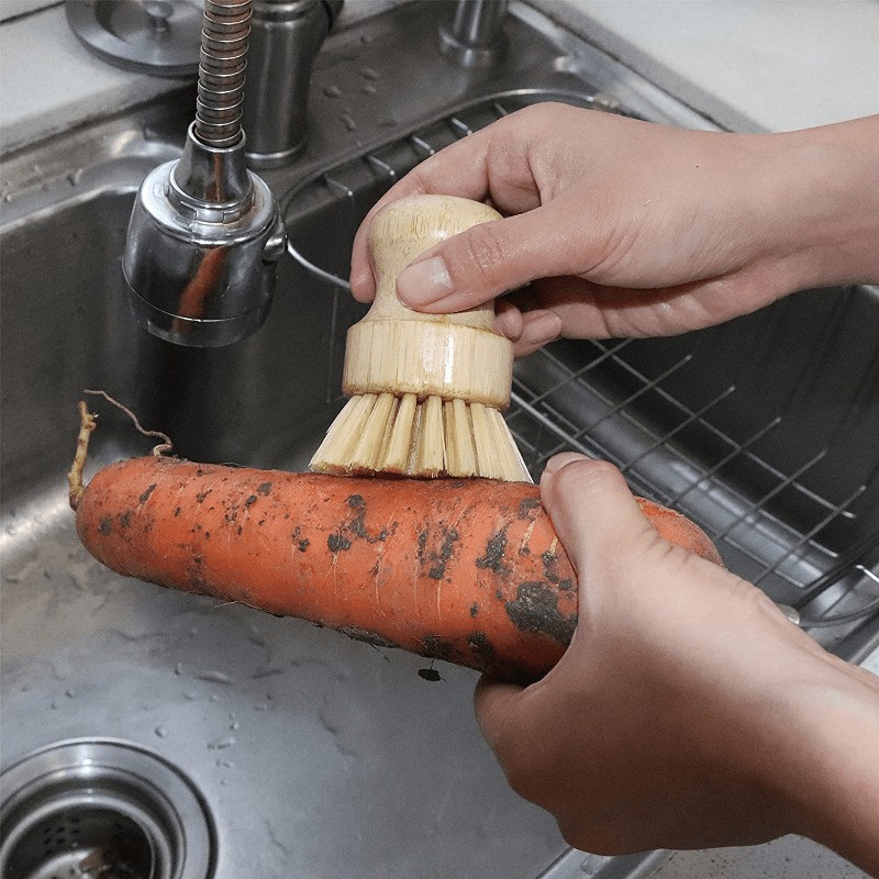 竹製食器洗いブラシ、石鹸置き付きキッチン木製食器洗いブラシ、 - Cast Iron Corn のレビューと価格