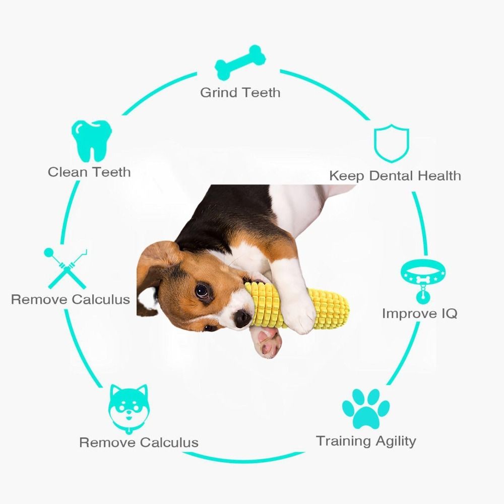 丈夫なゴム製犬用噛むおもちゃ、コーン型スティックデザイン、鳴 - Corn Dog Stick のレビューと価格
