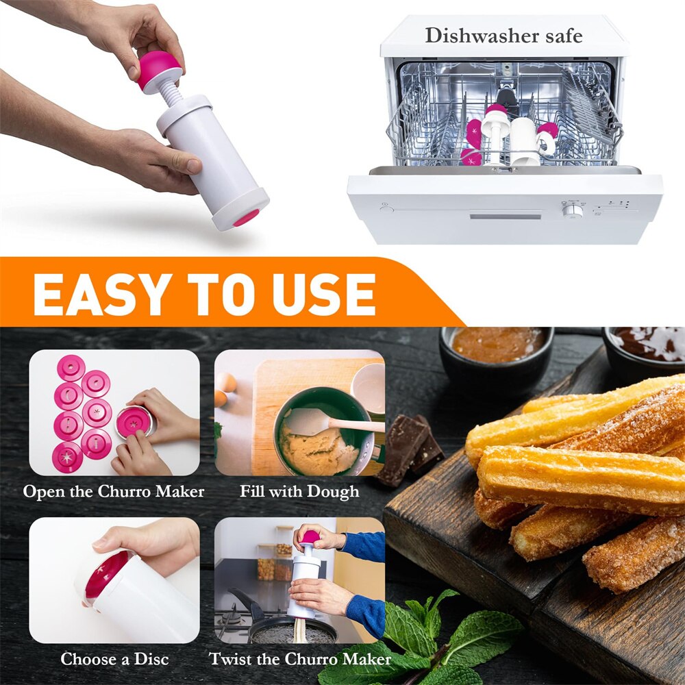 プラスチック製チュロス製造キット,チュロスガンマシン,8形状 - Churros Maker Gun のレビューと価格