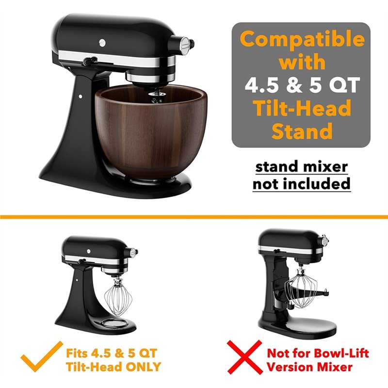 キッチンエイド4.5&5QTアカシア木製ミキシングボウルホル - Kitchenaid Mixer Hand Mixer のレビューと価格