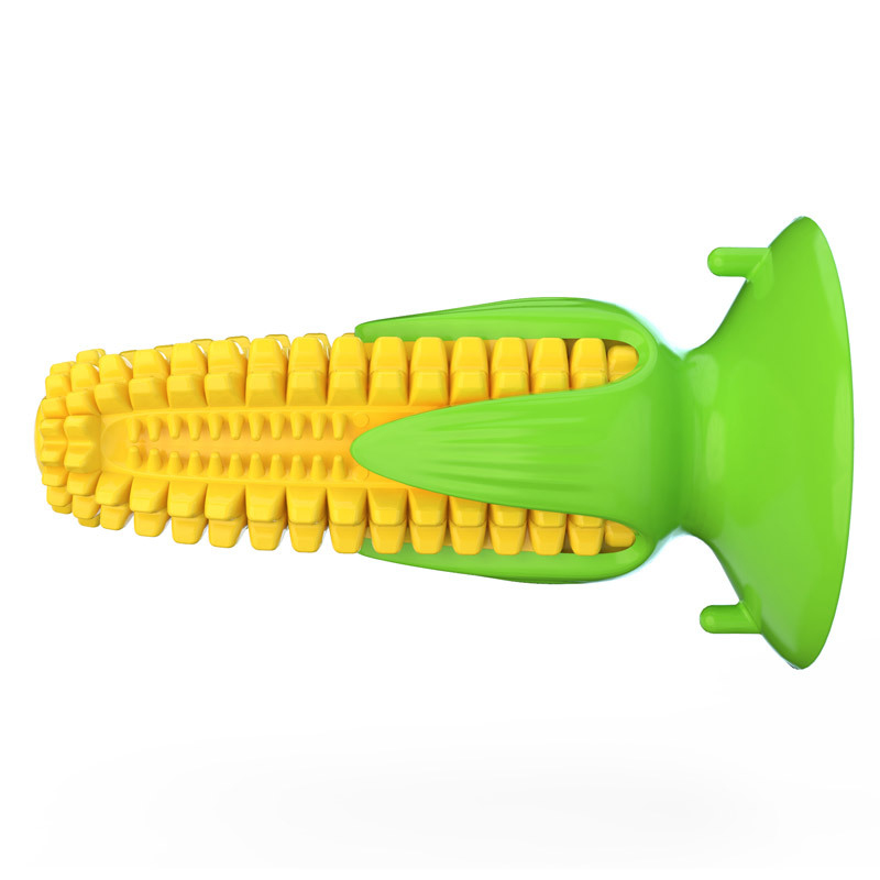 吸盤付き犬用おもちゃ、コーン型の音声機能付きTPRT歯固めス - Corn Dog Stick のレビューと価格
