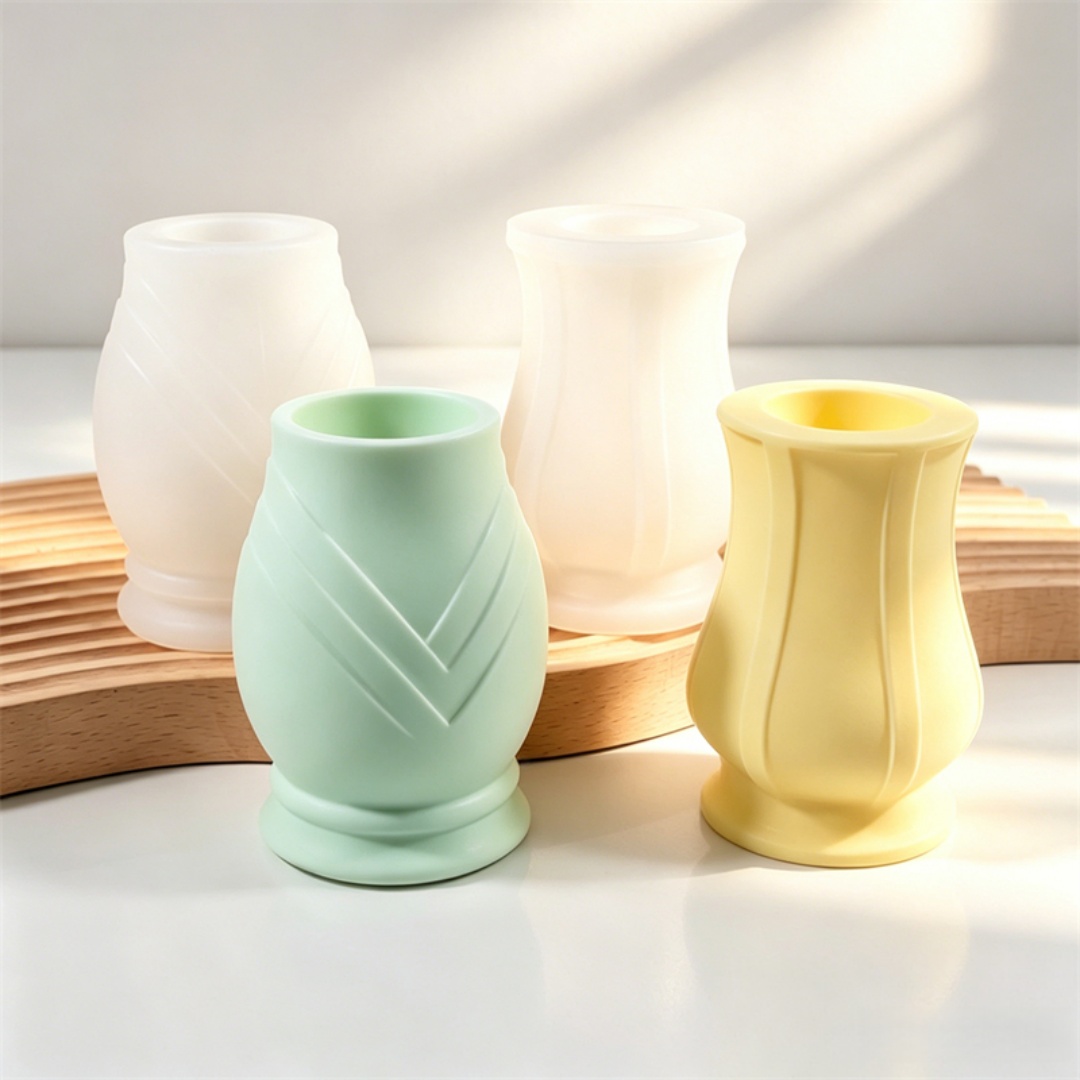 エンボス加工の曲線模様の花瓶型シリコンモールド、ドライフラワ - Potsticker Mold のレビューと価格