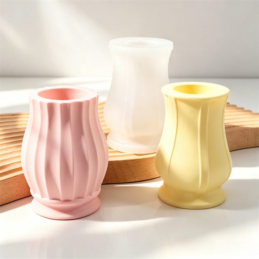 エンボス加工の曲線模様の花瓶型シリコンモールド、ドライフラワ - Potsticker Mold のレビューと価格