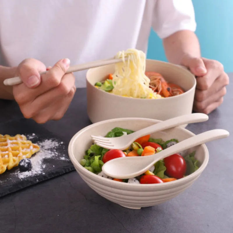 大容量小麦わらライスボウル落下防止設計蓋付き食器セットポータ - Dim Sum Basket のレビューと価格