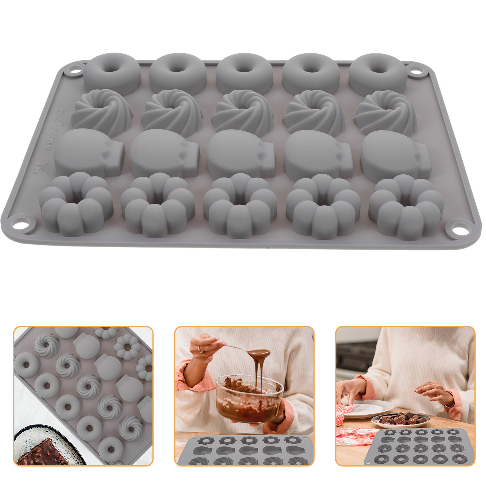 チョコレートドーナツ型シリコンミニベーカリーキャンディゼリー - Donut Mold Silicone のレビューと価格