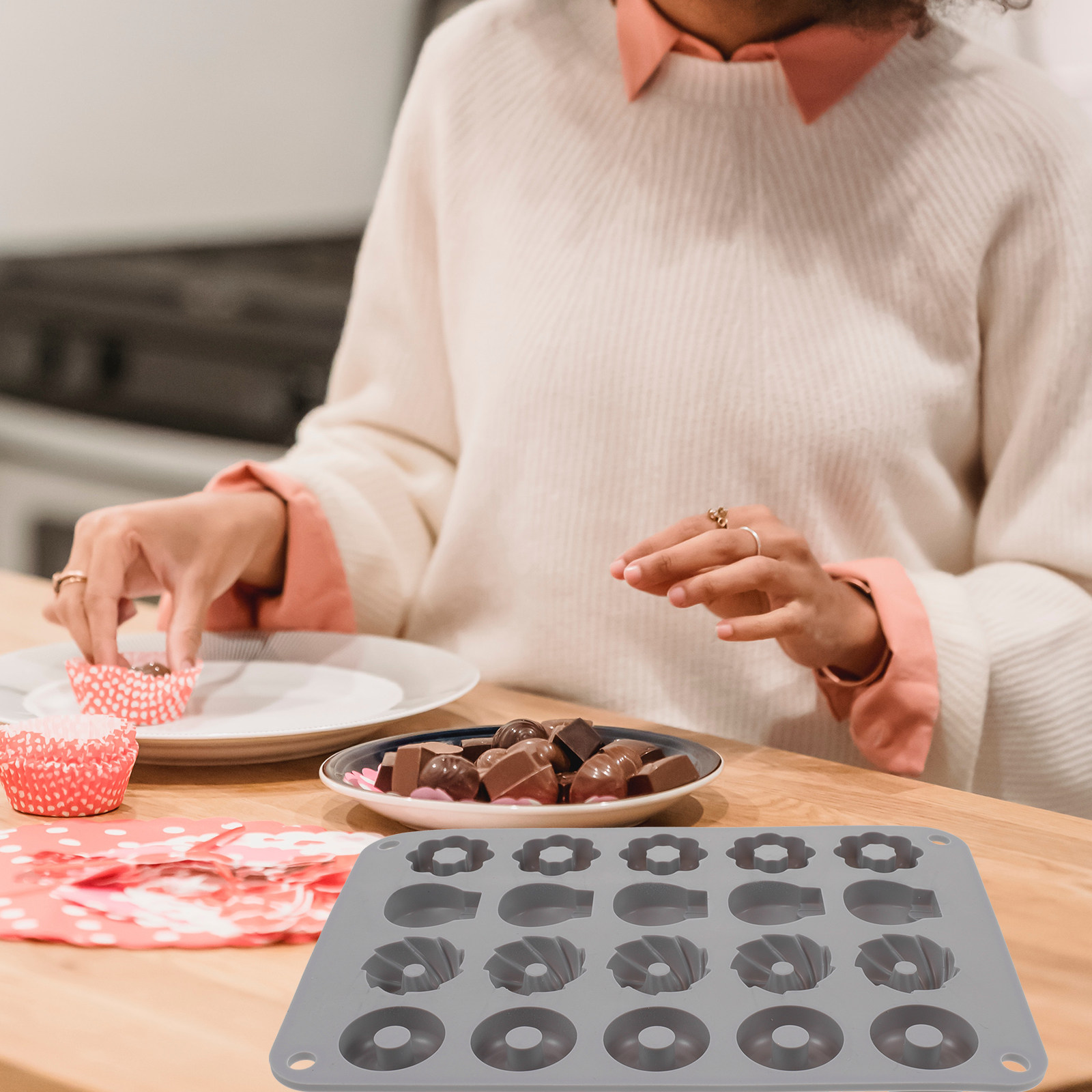 チョコレートドーナツ型シリコンミニベーカリーキャンディゼリー - Donut Mold Silicone のレビューと価格