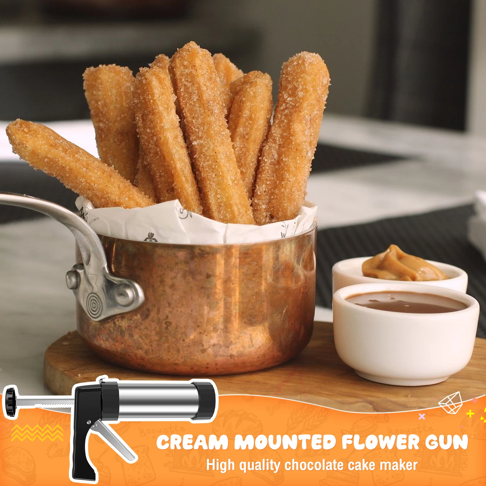 チュロメーカー機ステンレス鋼チュロスガンキット多機能チュロス - Churros Maker Gun のレビューと価格