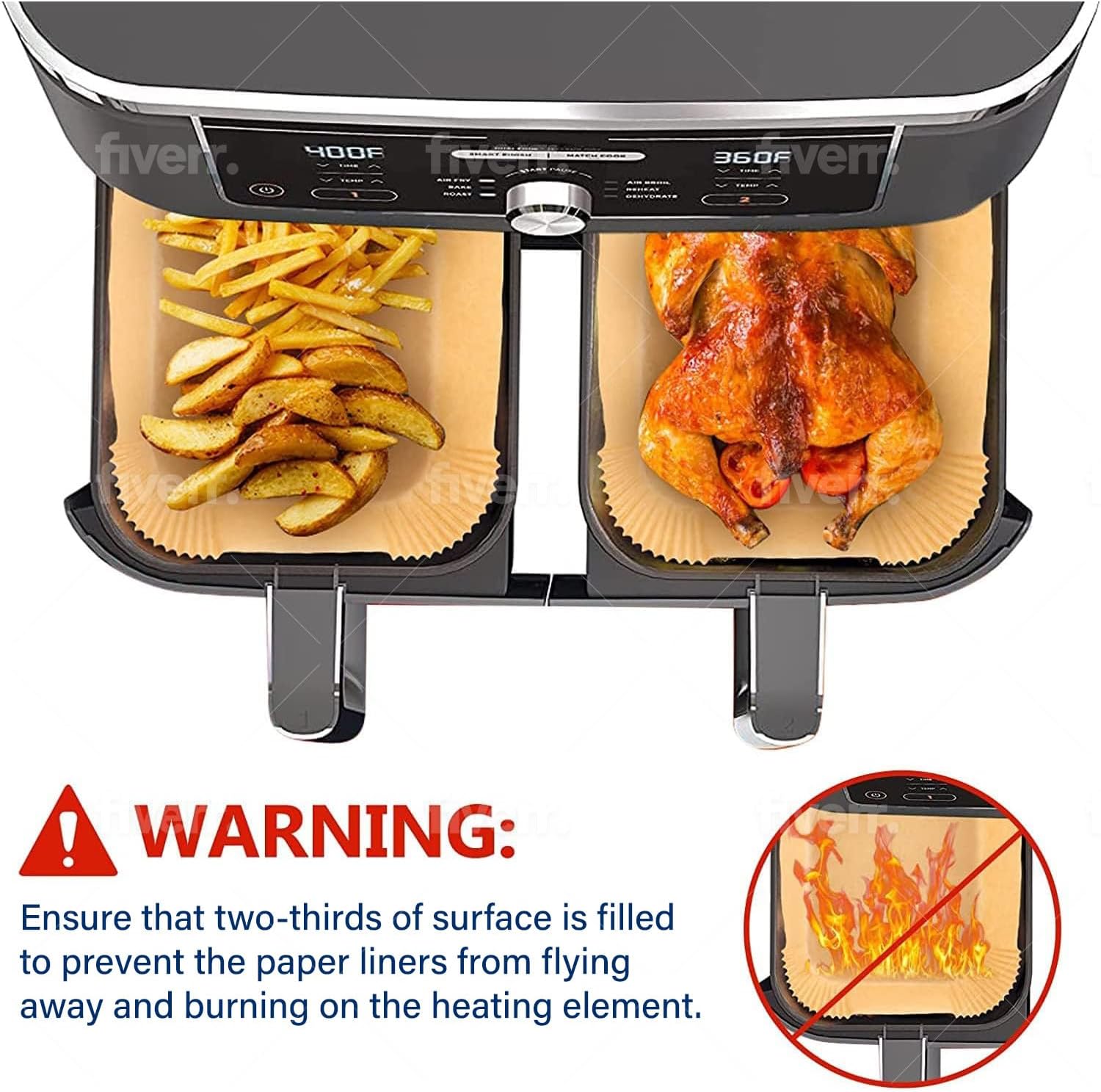 エアフライヤー調理ベーキング紙忍者デュアル XL foodi - Ninja Air Fryer Af300 のレビューと価格