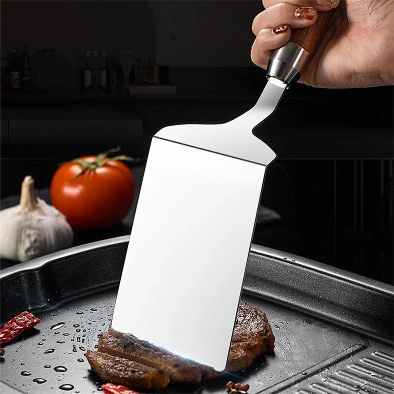ステンレス鋼角頭ステーキ調理ヘラピザシャベルパンケーキビーフ - Okonomiyaki Spatula のレビューと価格