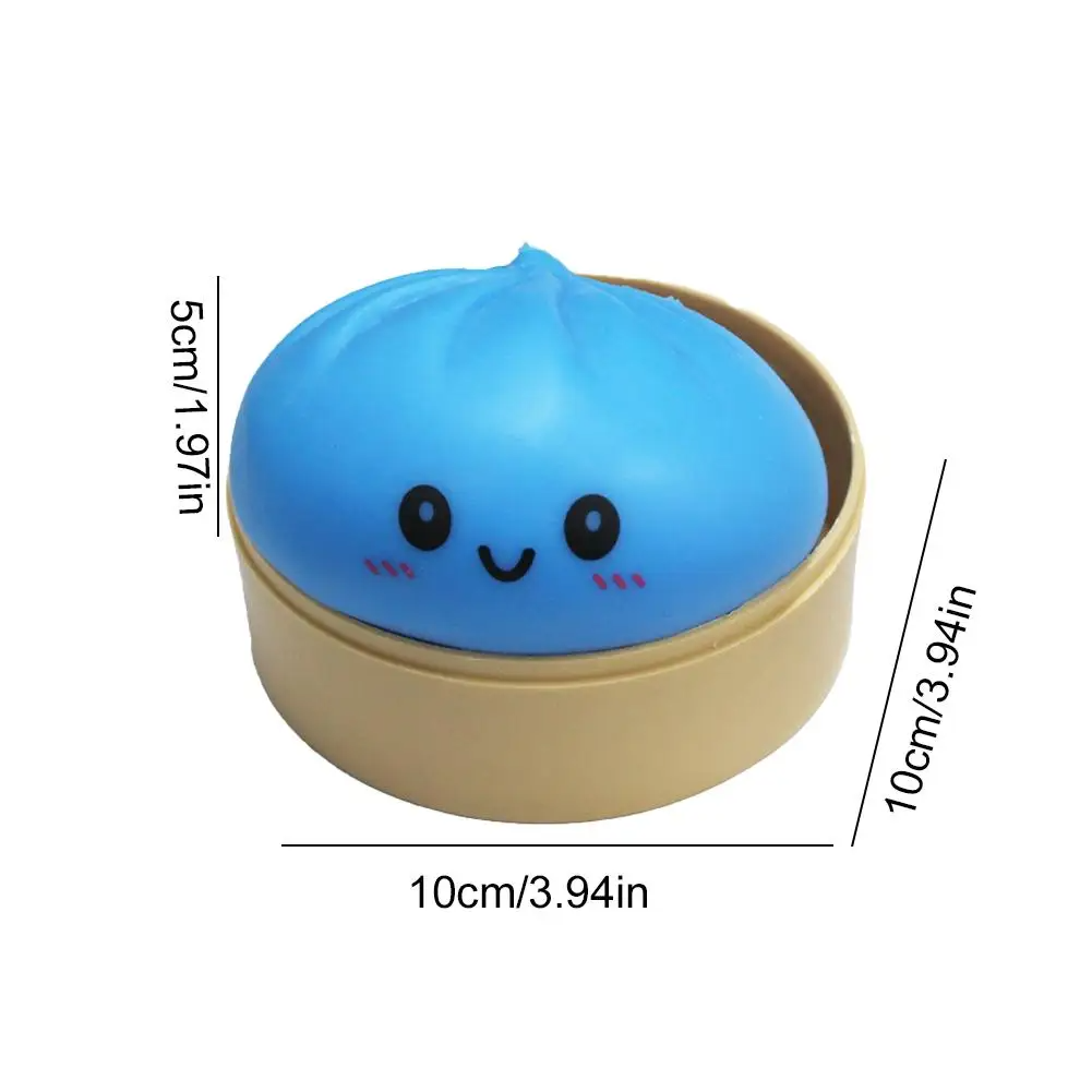 青い漫画風包饅頭型のゆっくり戻るスクイーズ玩具、10cmシミ - Bao Steamer Bamboo のレビューと価格