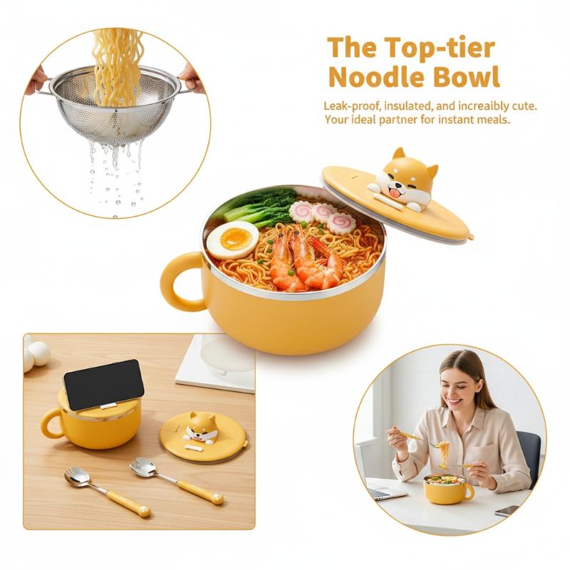 ステンレス製インスタントラーメンボウル 蓋付き 1000ml - Dim Sum Basket のレビューと価格
